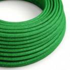 Elektrisches Kabel rund überzogen mit Textil-Seideneffekt Einfarbig Grün Geglittert RL06