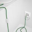 Cordon pour lampe, câble RL06 Effet Soie Paillettes Vert 1,80 m. Choisissez la couleur de la fiche et de l'interrupteur!
