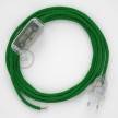Cordon pour lampe, câble RL06 Effet Soie Paillettes Vert 1,80 m. Choisissez la couleur de la fiche et de l'interrupteur!