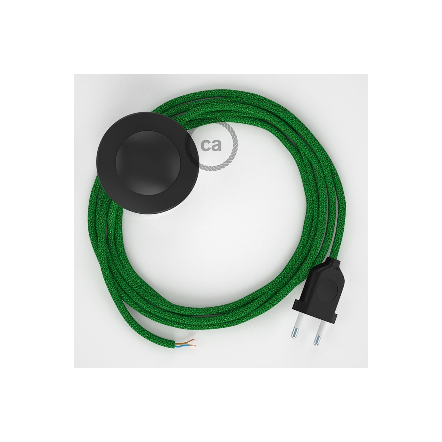 Cordon pour lampadaire, câble RL06 Effet Soie Paillettes Vert 3 m. Choisissez la couleur de la fiche et de l'interrupteur!