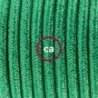 Cablaggio per piantana, cavo RL06 Effetto Seta Glitterato Verde 3 m. Scegli il colore dell'interruttore e della spina.