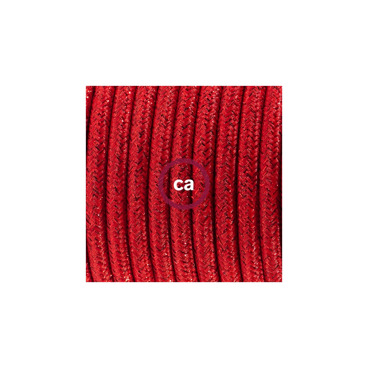 Cablaggio per piantana, cavo RL09 Effetto Seta Glitterato Rosso 3 m. Scegli il colore dell'interruttore e della spina.