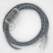 Cordon pour lampe, câble RD55 Stripes Bleu Steward 1,80 m. Choisissez la couleur de la fiche et de l'interrupteur!
