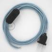 Cordon pour lampe, câble RD75 ZigZag Bleu Steward 1,80 m. Choisissez la couleur de la fiche et de l'interrupteur!