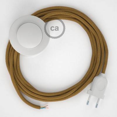 Cordon pour lampadaire, câble RC31 Coton Miel Doré 3 m. Choisissez la couleur de la fiche et de l'interrupteur!