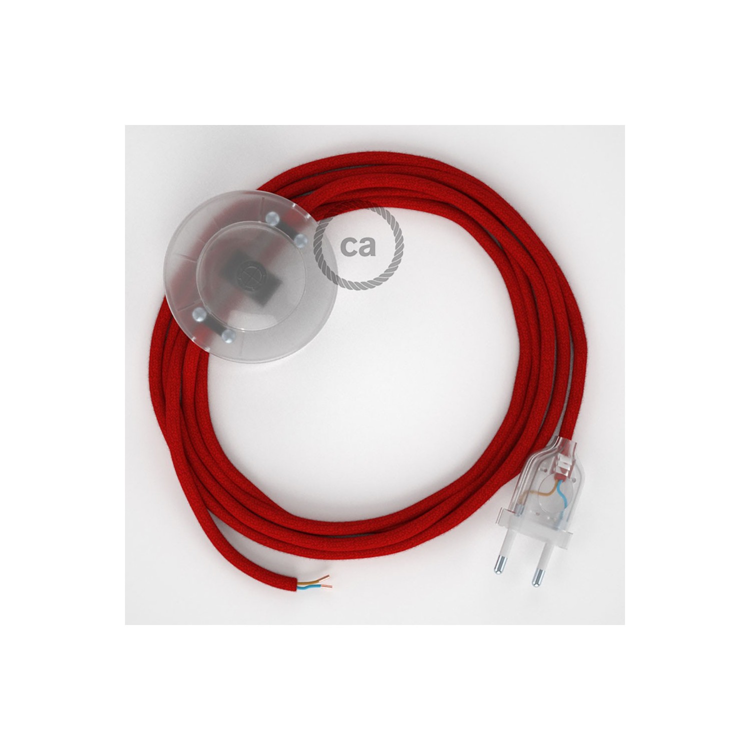 Cordon pour lampadaire, câble RC35 Coton Rouge Feu 3 m. Choisissez la couleur de la fiche et de l'interrupteur!