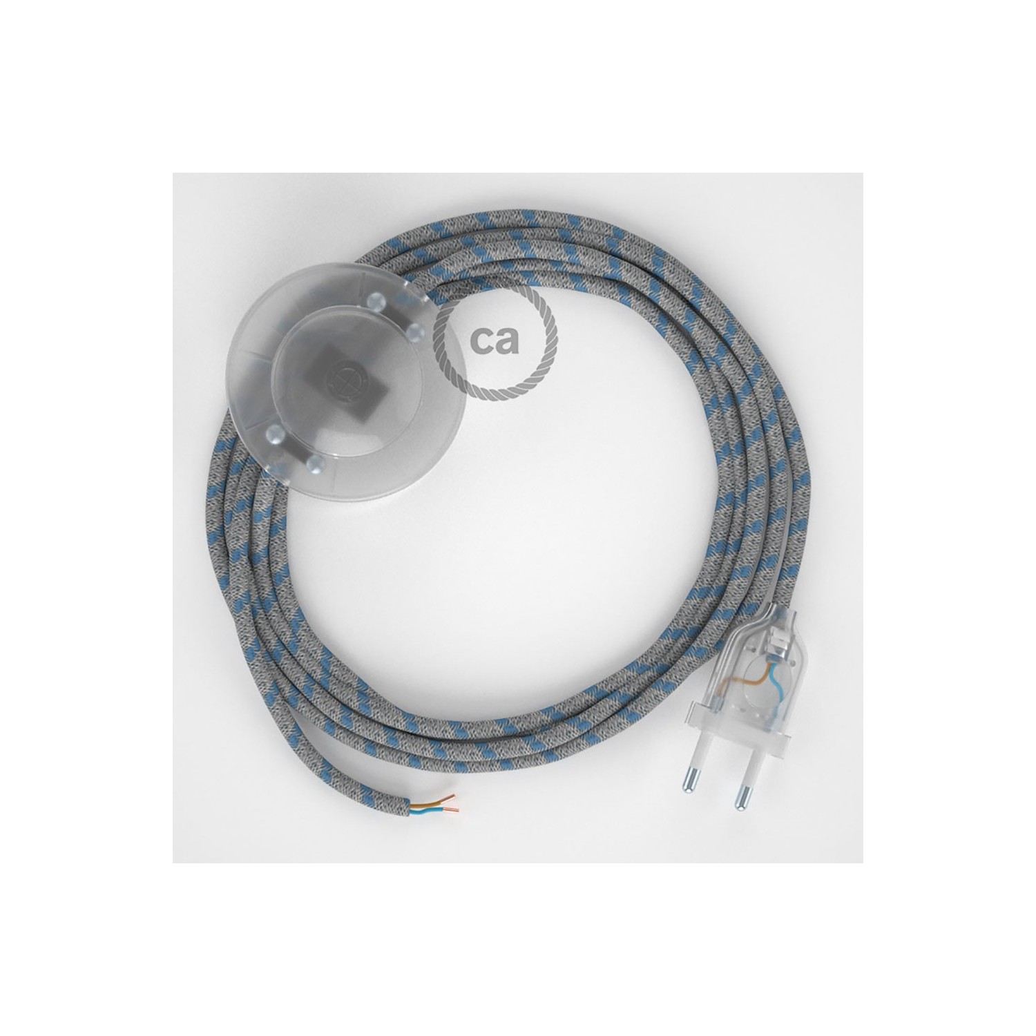 Cordon pour lampadaire, câble RD55 Stripes Bleu Steward 3 m. Choisissez la couleur de la fiche et de l'interrupteur!