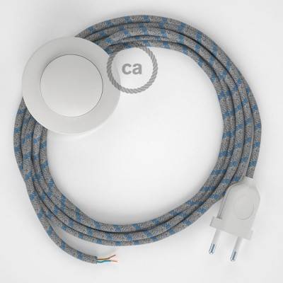 Cordon pour lampadaire, câble RD55 Stripes Bleu Steward 3 m. Choisissez la couleur de la fiche et de l'interrupteur!
