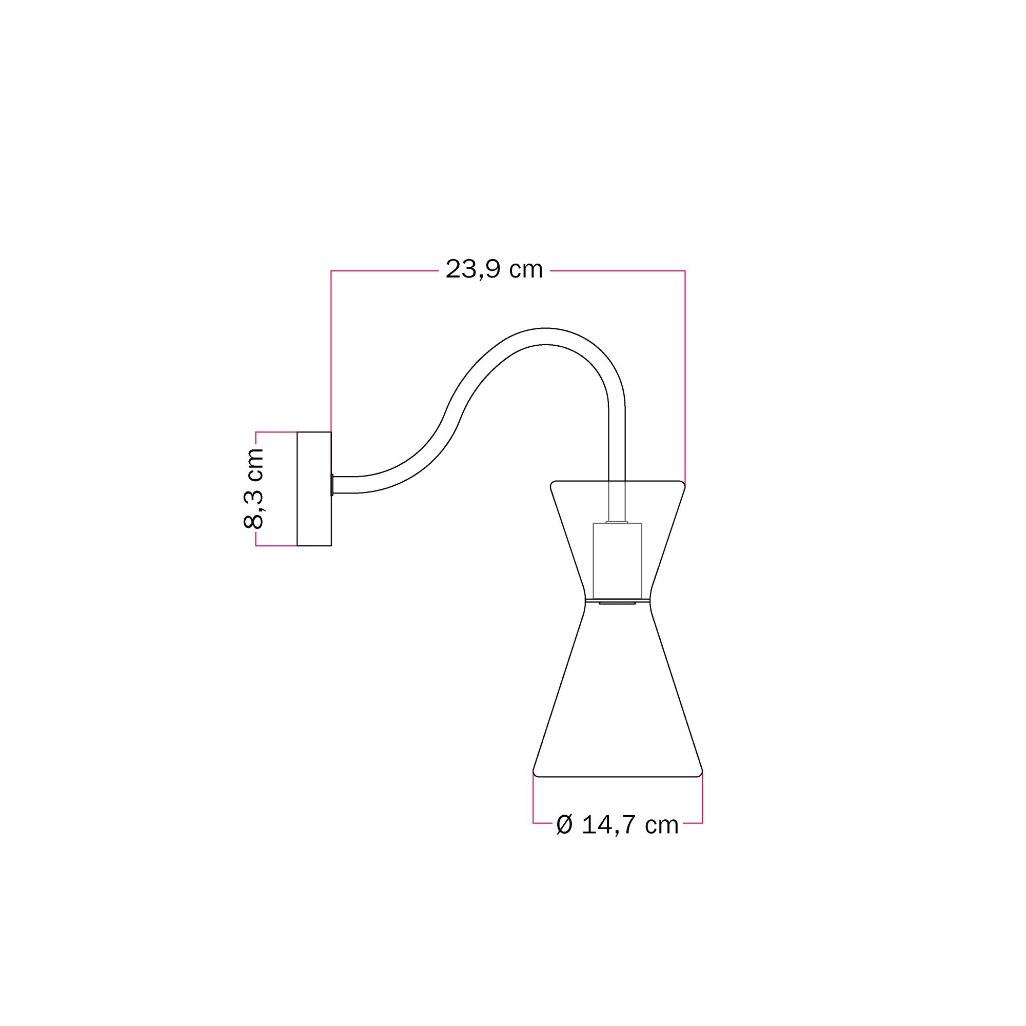 Lampada da parete Ghost Doppio cono con estensione a S - Nero