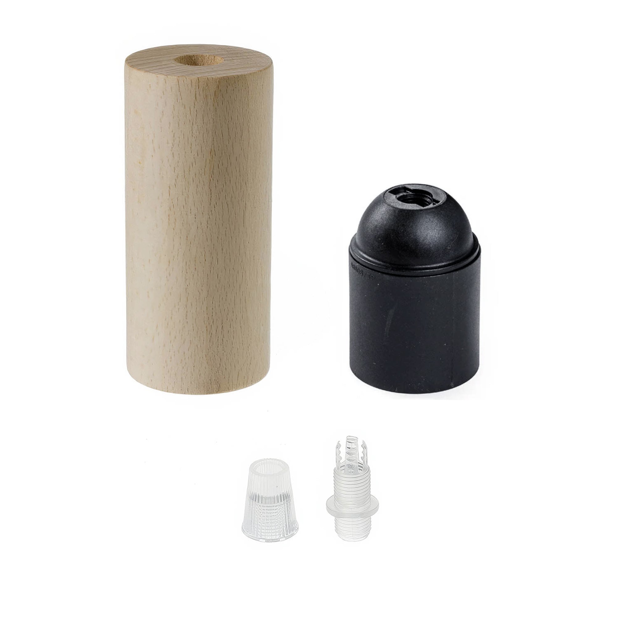 Kit portalampada E27 in legno per cordone XL - Neutro