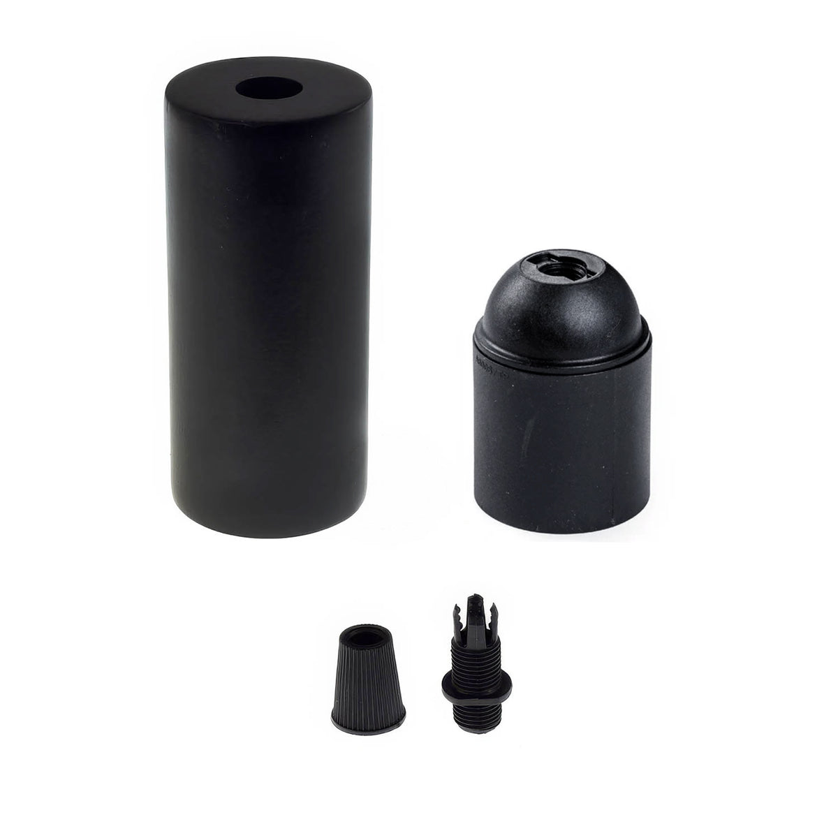 Kit portalampada E27 in legno per cordone XL - Nero