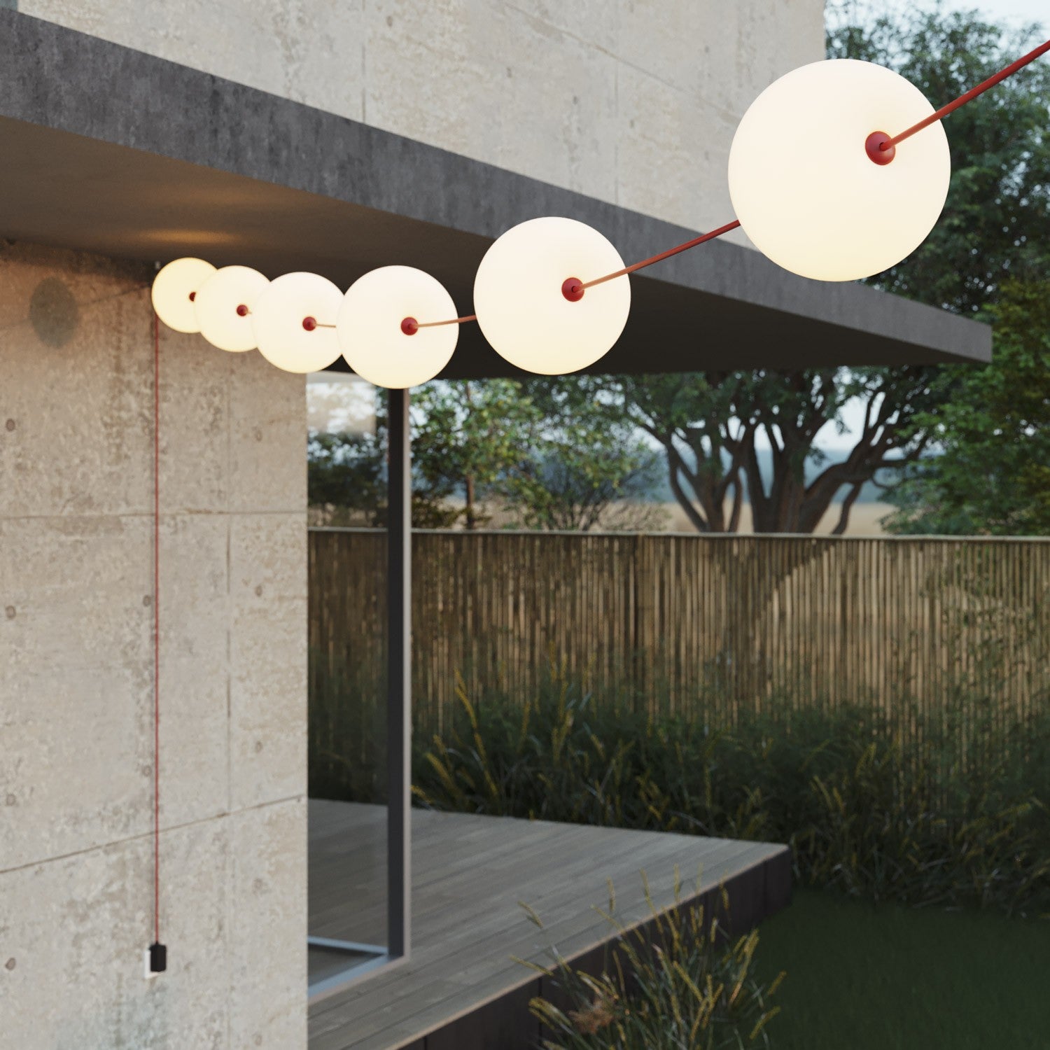 Catena luminosa 6 punti luce da esterno IP67 Rosso Stella Marina - Marina6 Cherry 70 cm