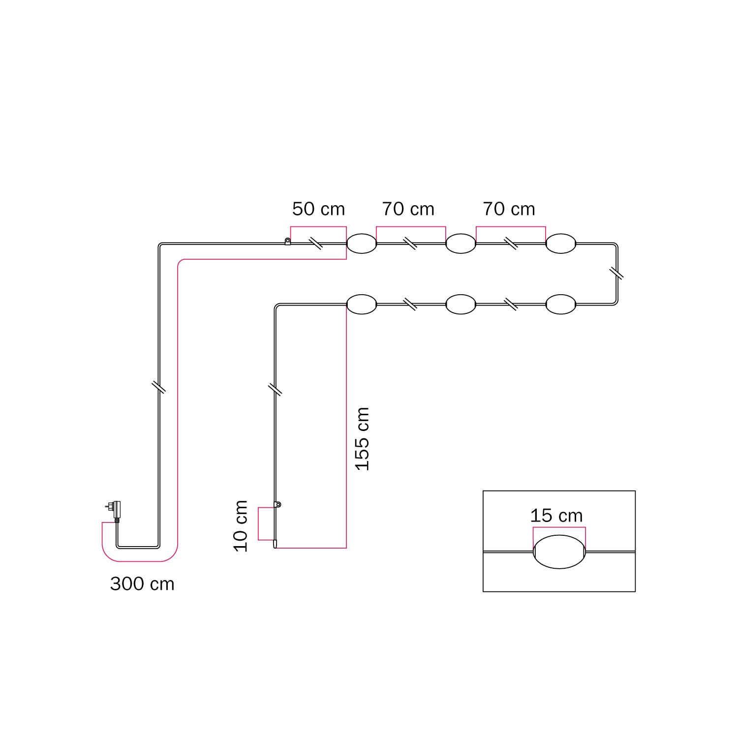 Catena luminosa 6 punti luce da esterno IP67 Desert Brown - Marina6