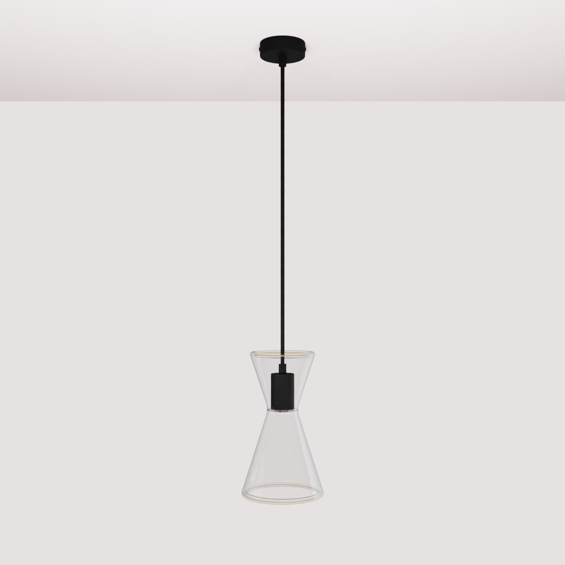 Lampada a sospensione con lampadina Ghost Doppio cono - Titanio satinato
