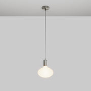 Lampada a sospensione con lampadina LED Ellipse effetto porcellana - Titanio satinato