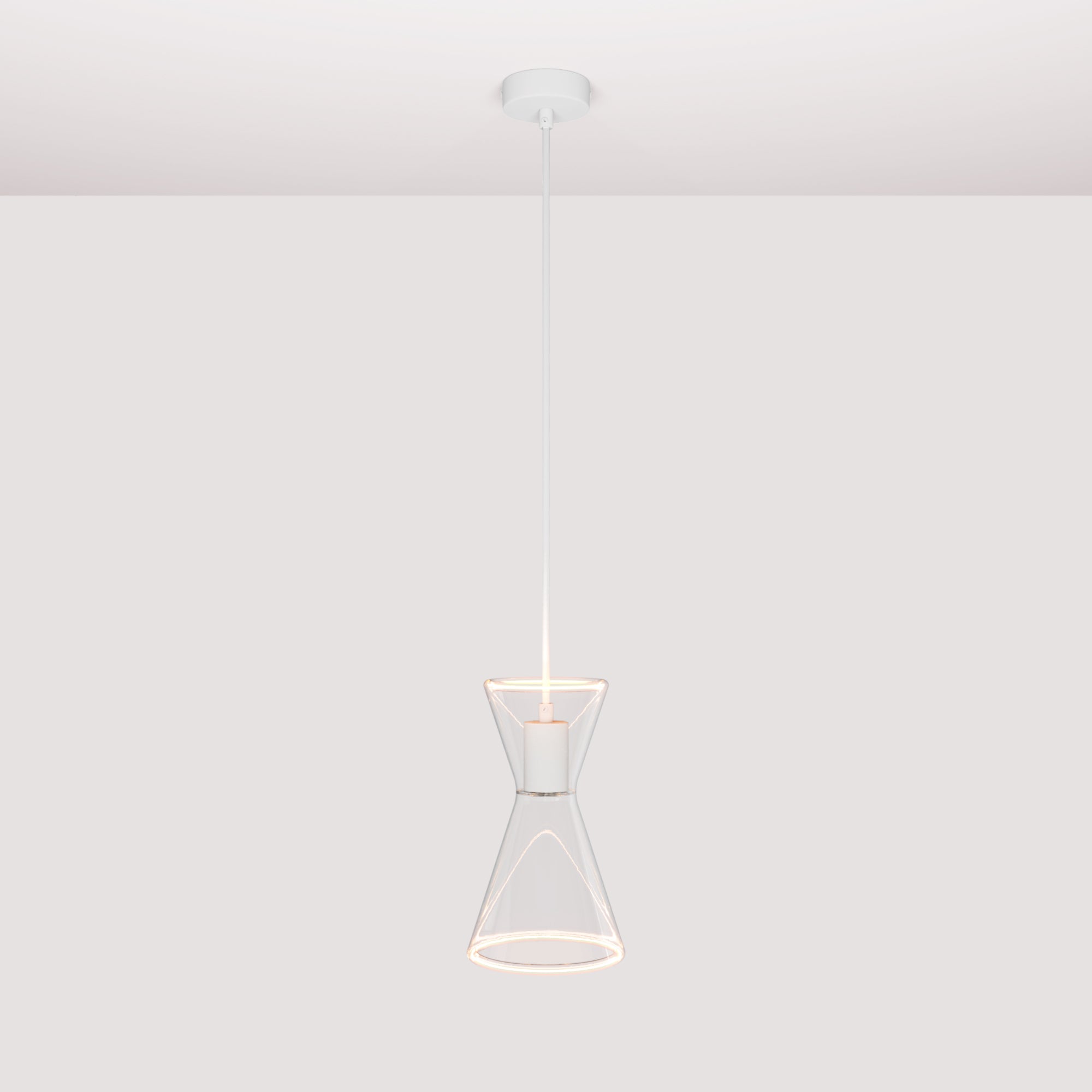 Lampada a sospensione con lampadina Ghost Doppio cono - Bianco opaco