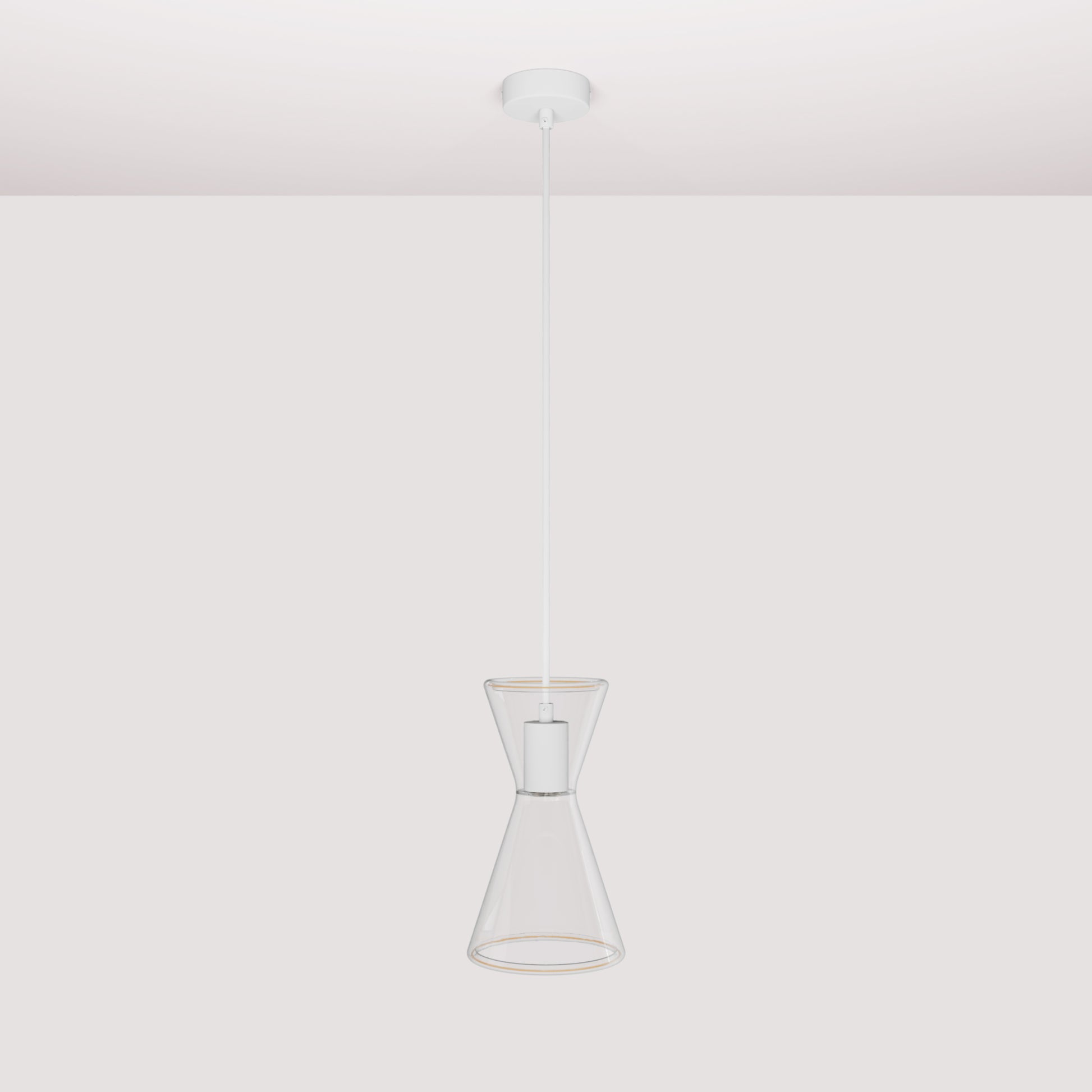 Lampada a sospensione con lampadina Ghost Doppio cono - Bianco opaco