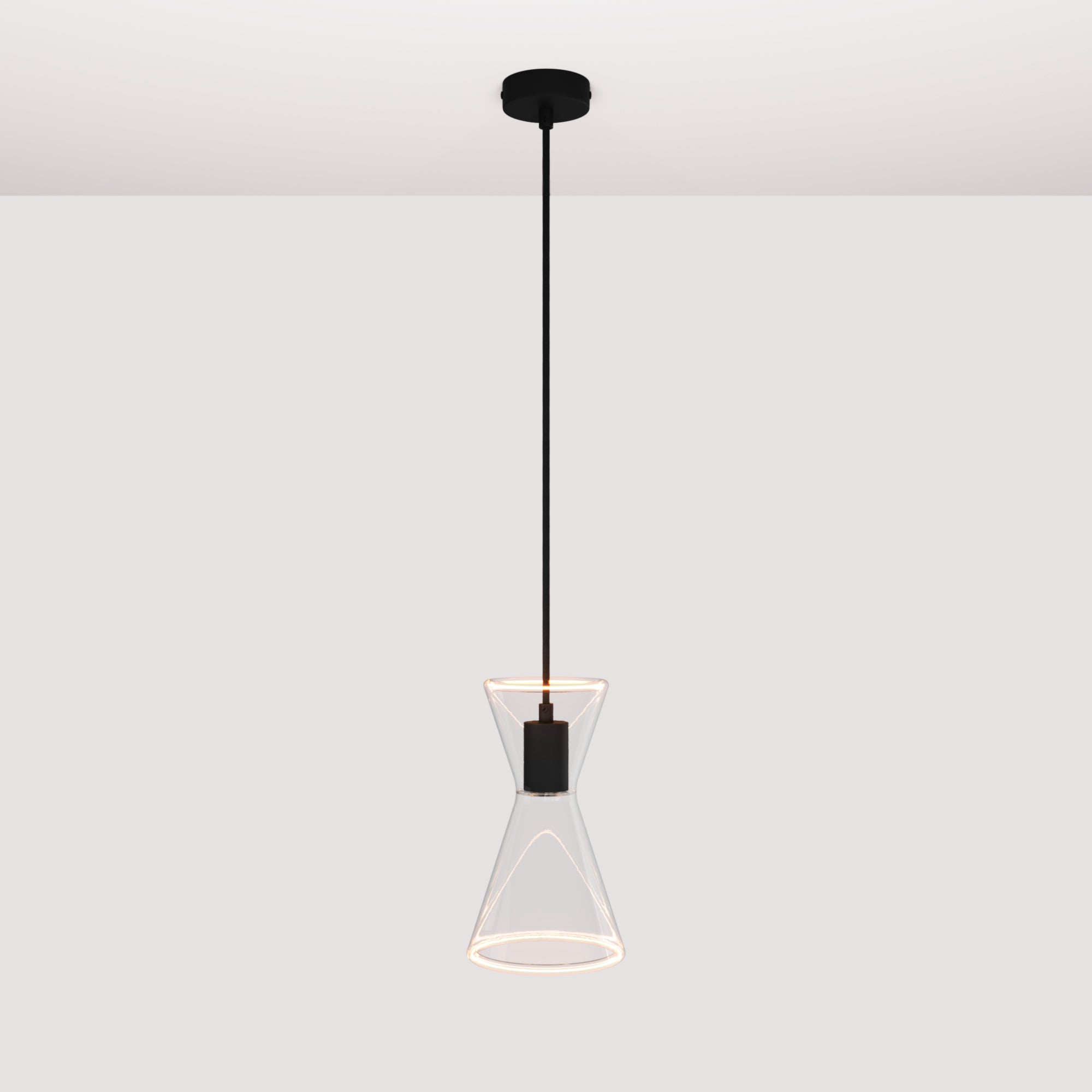 Lampada a sospensione con lampadina Ghost Doppio cono - Nero
