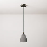 Lampada a sospensione completa di cavo tessile, paralume Vaso in ceramica e finiture in metallo - Effetto cemento