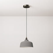 Lampada a sospensione completa di cavo tessile, paralume Coppa in ceramica e finiture in metallo - Effetto cemento