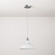 Lampada a sospensione completa di cavo tessile, paralume Bistrot e finiture in metallo - Bianco