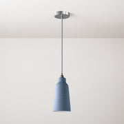 Lampada a sospensione completa di cavo tessile, paralume Bottiglia in ceramica e finiture in metallo - Avion striato