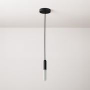 Lampada a sospensione completa di cavo tessile, portalampada E14 P-Light e finiture in metallo - Nero