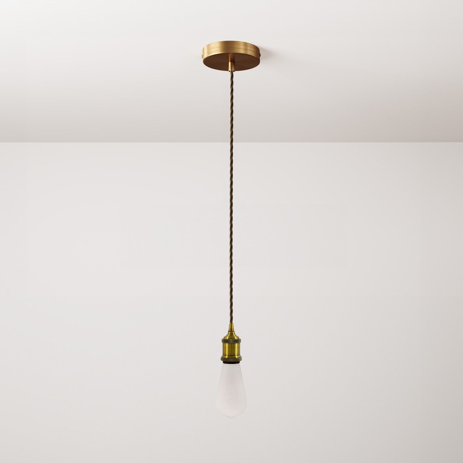 Lampada a sospensione completa di cavo tessile trecciato e portalampada in alluminio - Bronzo satinato
