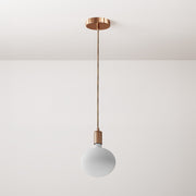 Lampada a sospensione completa di cavo tessile e finiture in metallo a contrasto - Rame