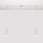 Lampada a sospensione con due cadute con Ghost Doppio cono - Bianco opaco
