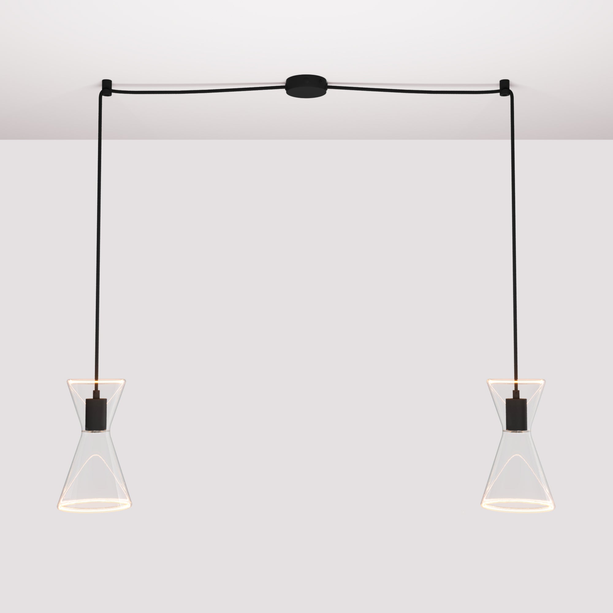Lampada a sospensione con due cadute con Ghost Doppio cono - Nero