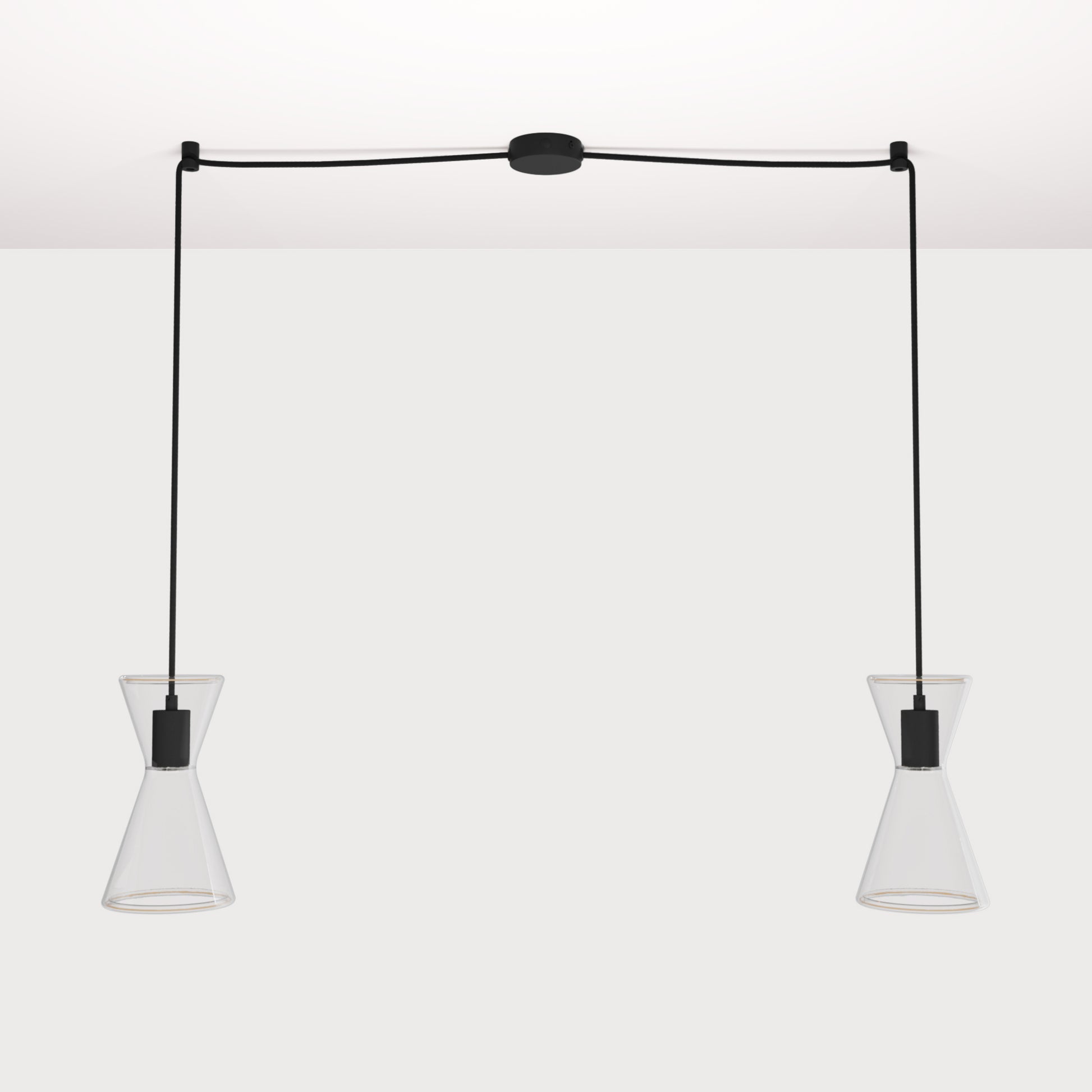 Lampada a sospensione con due cadute con Ghost Doppio cono - Nero