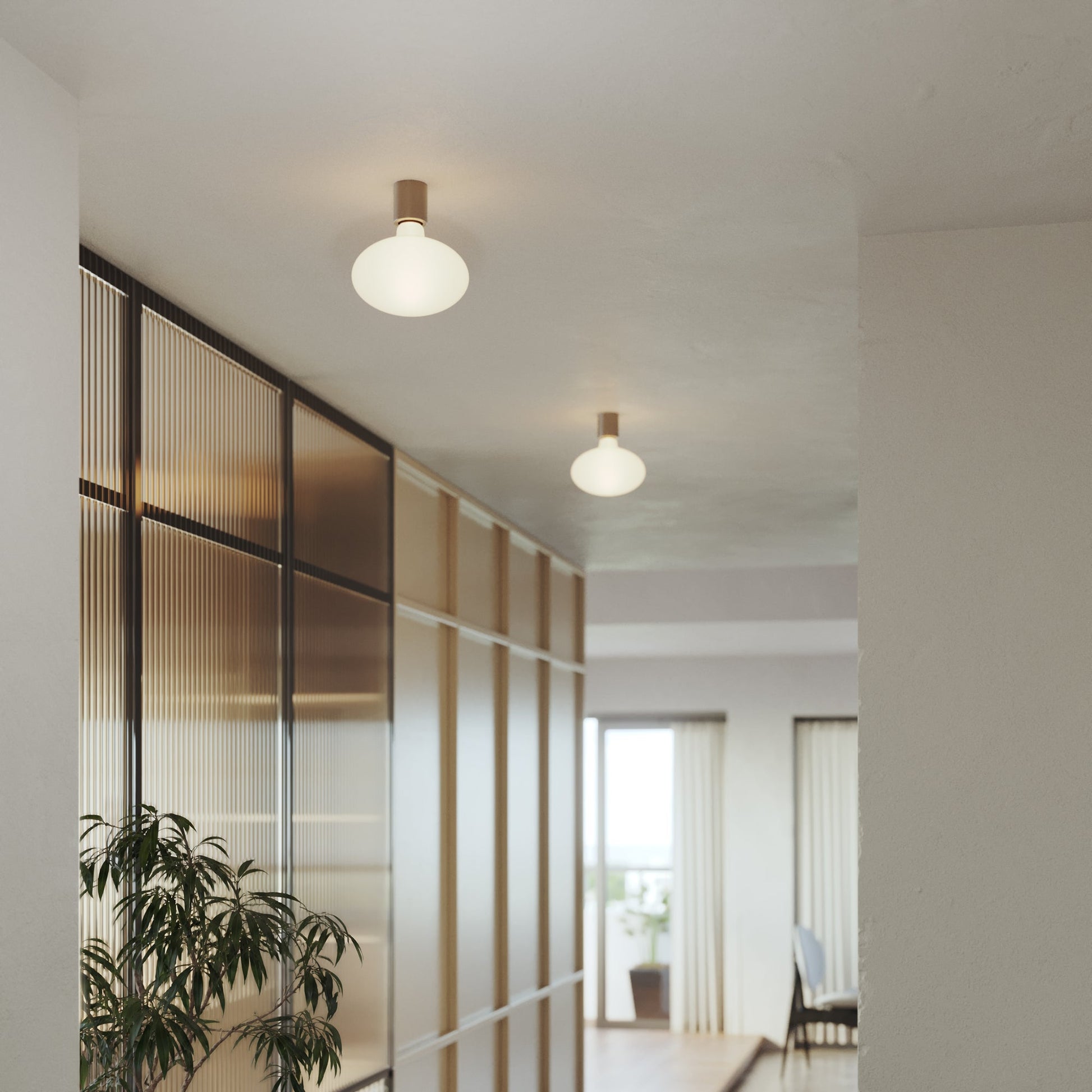 Applique in metallo con lampadina LED Ellipse effetto porcellana - Titanio satinato