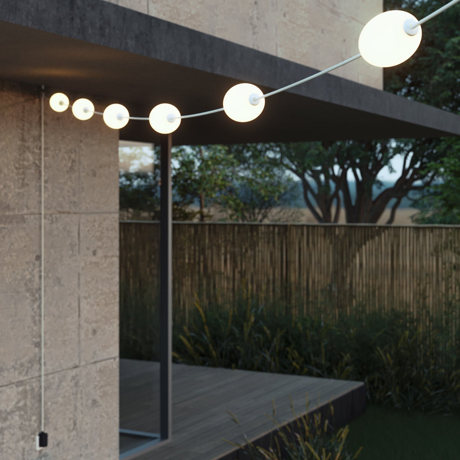 Catena luminosa 6 punti luce da esterno IP67 Bianco sabbia - Marina6