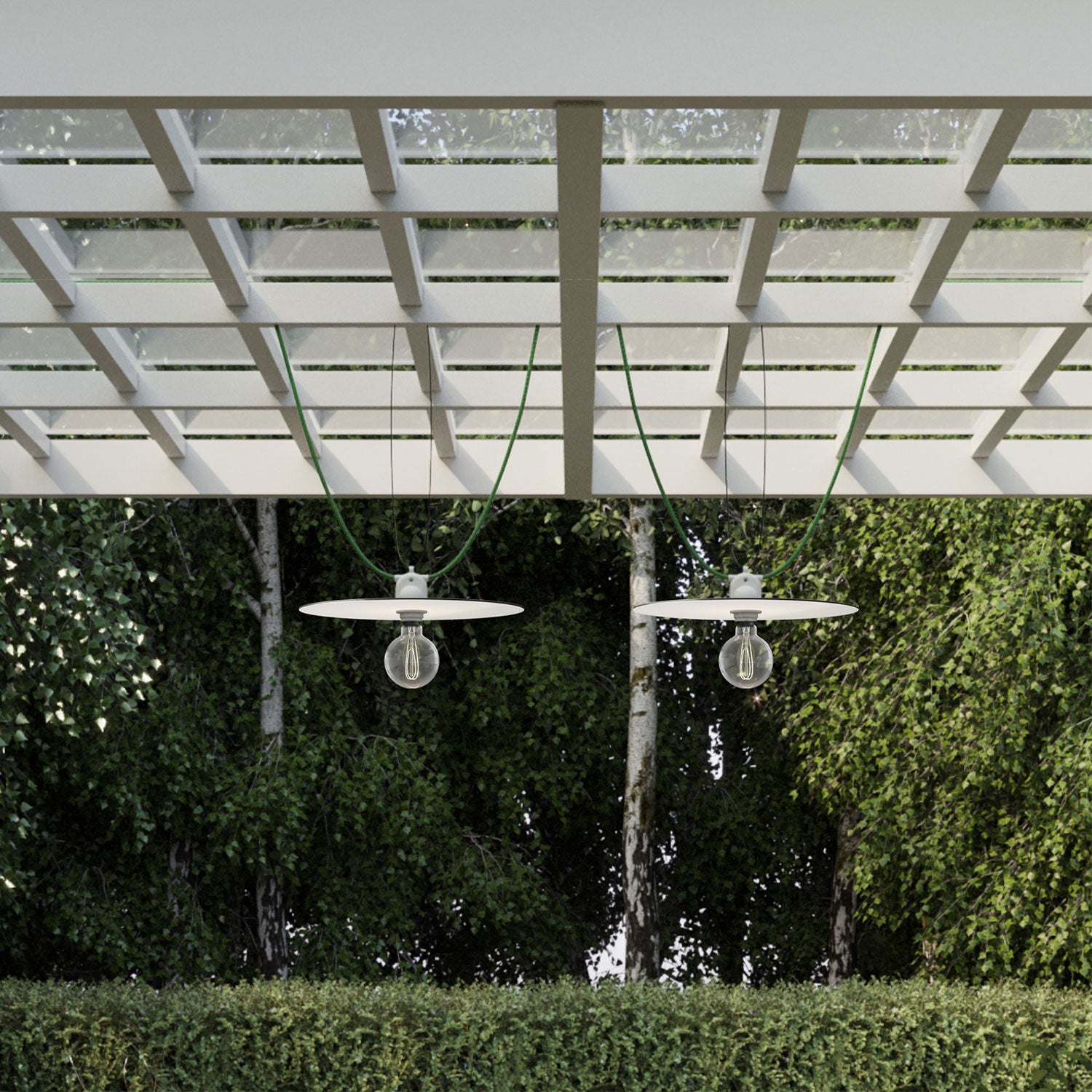 Catenaria Modulair da esterno IP65 portatile con 2 paralumi - Bianco
