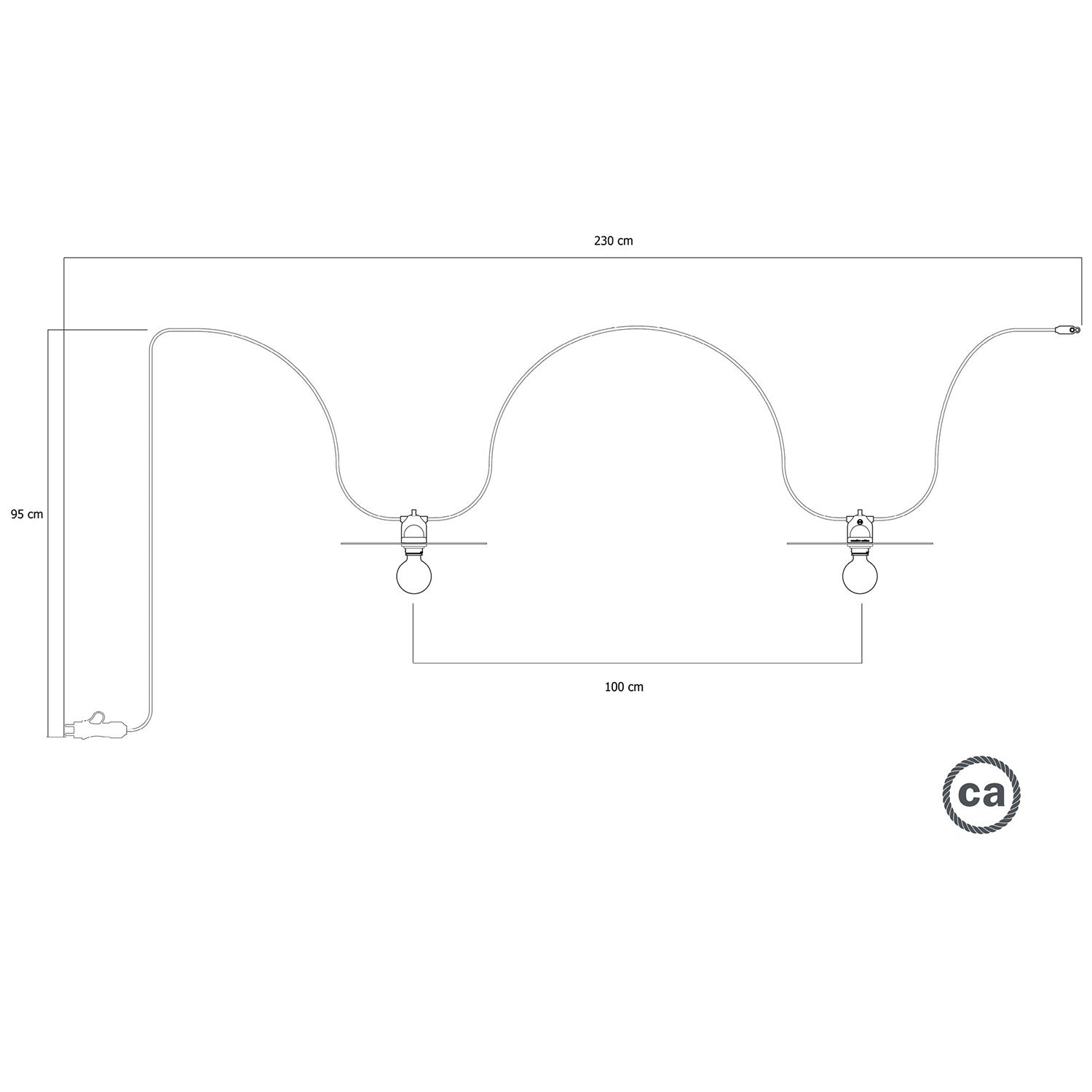 Catenaria Modulair da esterno IP65 portatile con 2 paralumi - Bianco