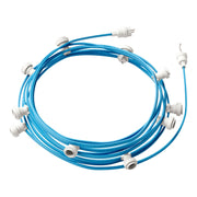 Catenaria Sistema Lumet da 12,5 m con cavo tessile CM17, 10 portalampada, gancio e spina bianchi