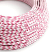 Cavo per illuminazione lucido Rosa Fucsia e Bianco Ottico ZigZag - L'Originale Creative Cables, per lampade moderne - RZ08