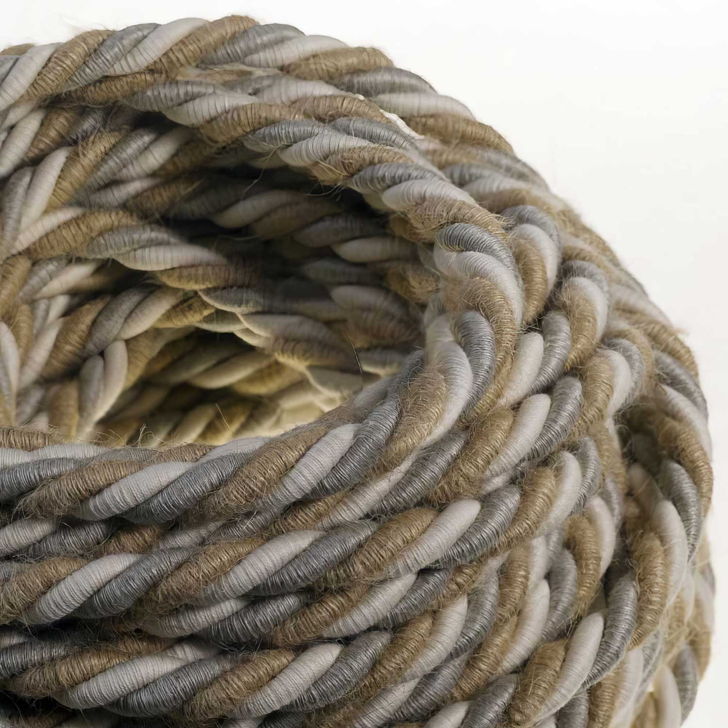 Cordone elettrico 3x0,75 rivestito in juta, cotone e lino naturale Country