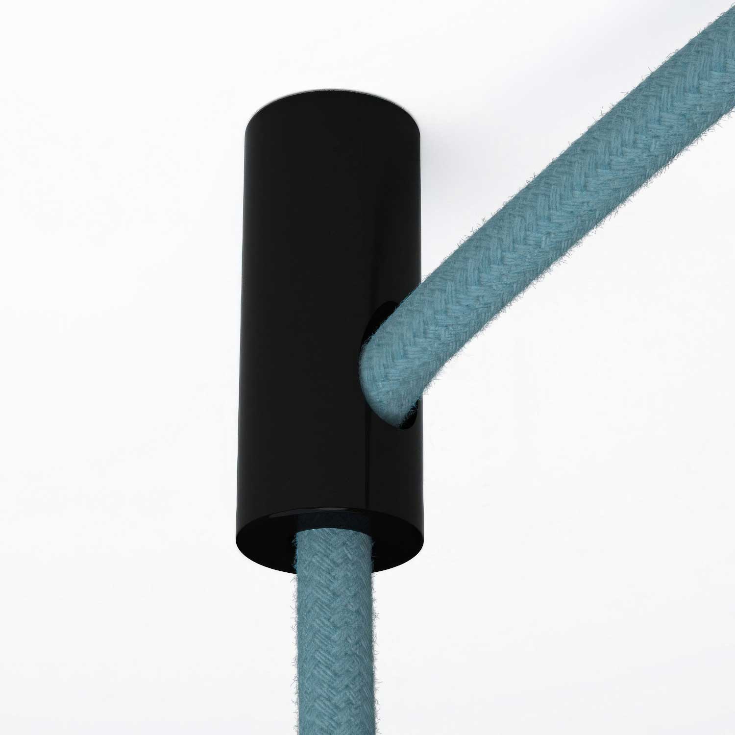 Decentratore, gancio a soffitto per cavo elettrico tessile con fermo - Nero