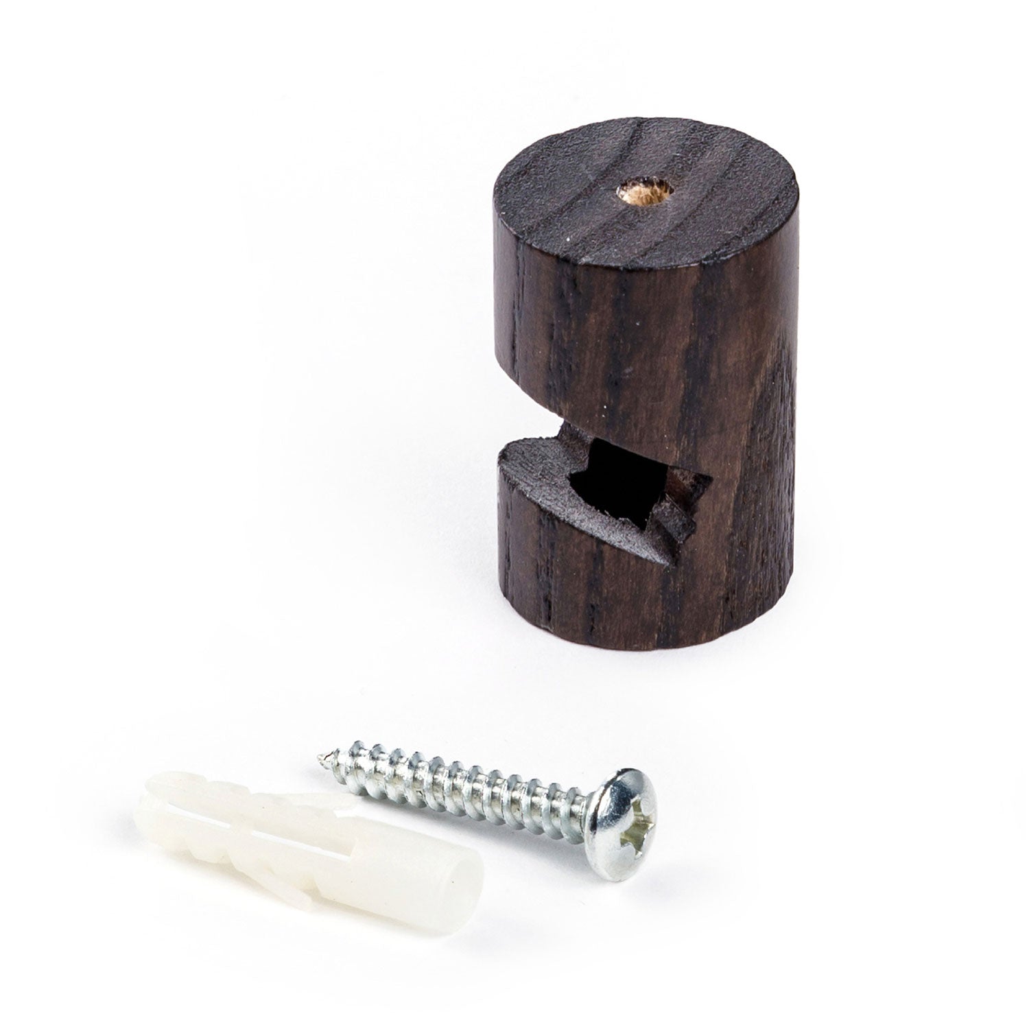 Decentratore, gancio a “V” a soffitto o parete in legno per cavo elettrico tessile - Effetto Wengé