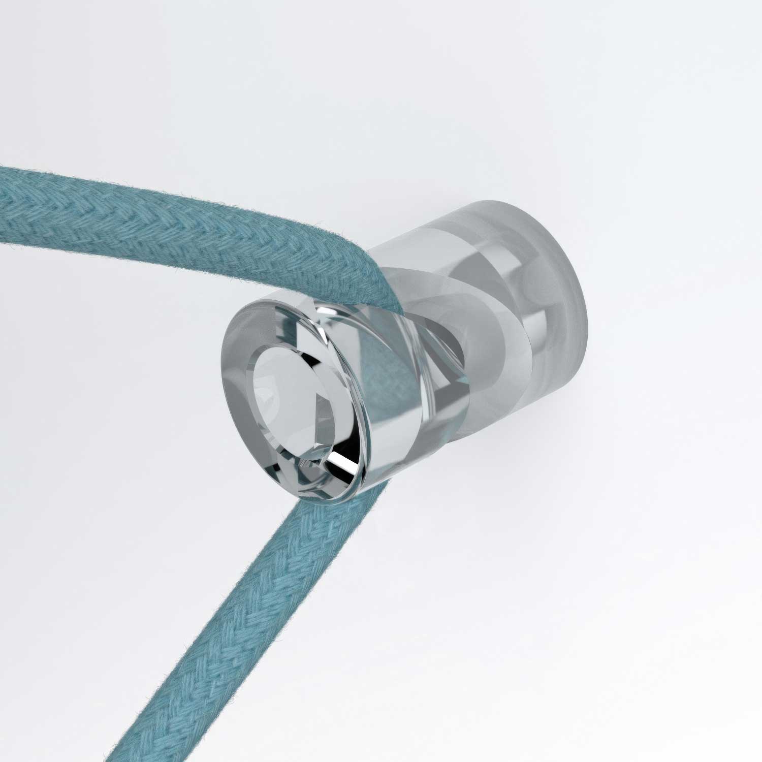 Decentratore, gancio a 'V' a soffitto o parete per cavo elettrico tessile - Trasparente