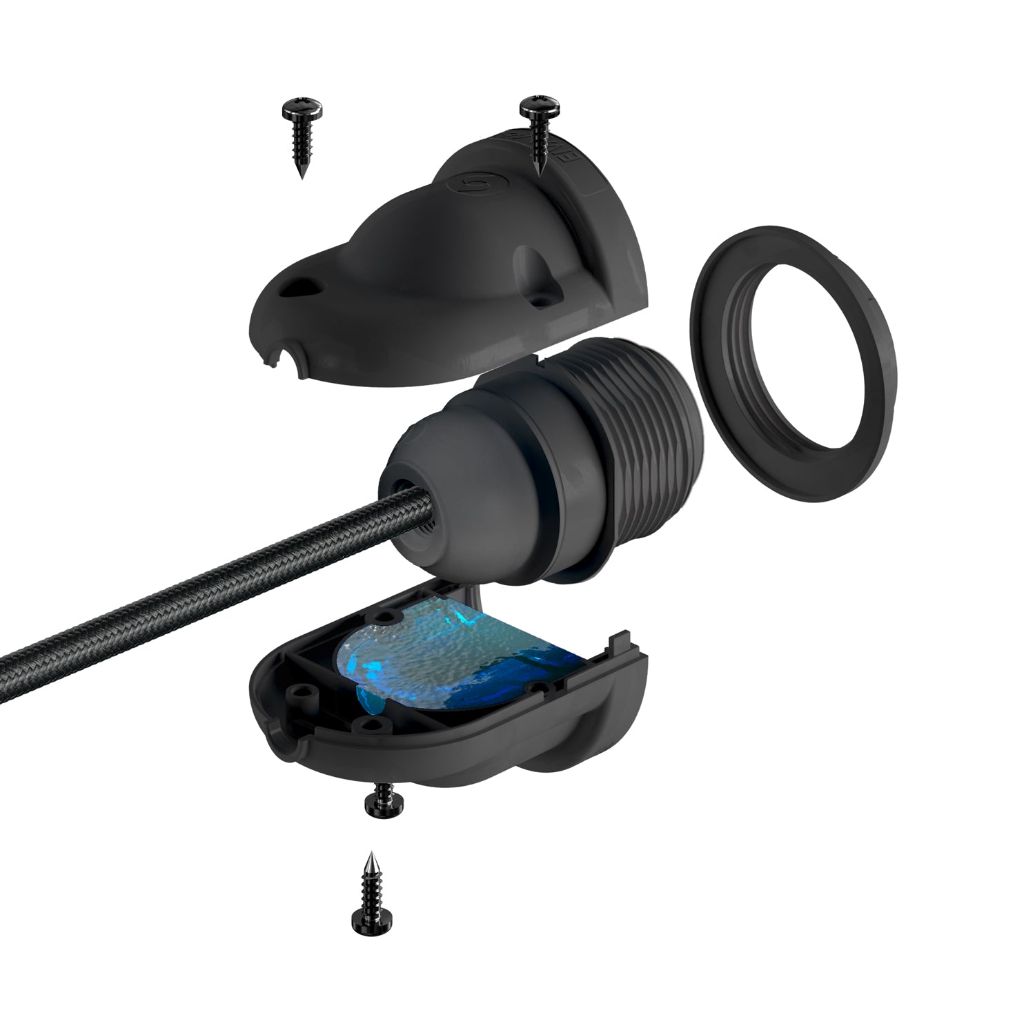 EIVA ELEGANT Kit Portalampada IP65 Outdoor in Silicone per Paralume E27 - Sistema Modulair - Nero