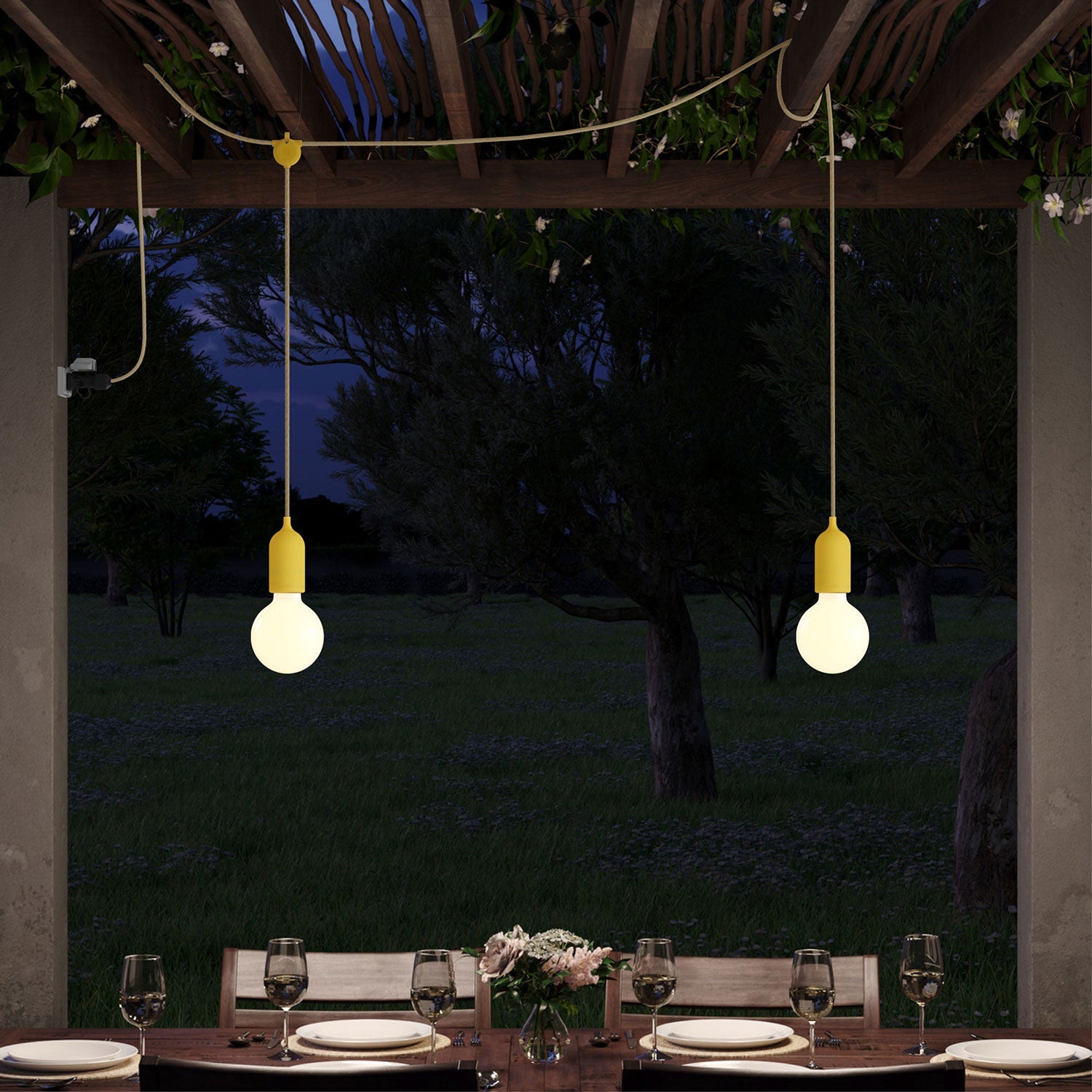 F-Snake Modulair Lampada da esterno IP65 portatile a 2 luci - Mostarda