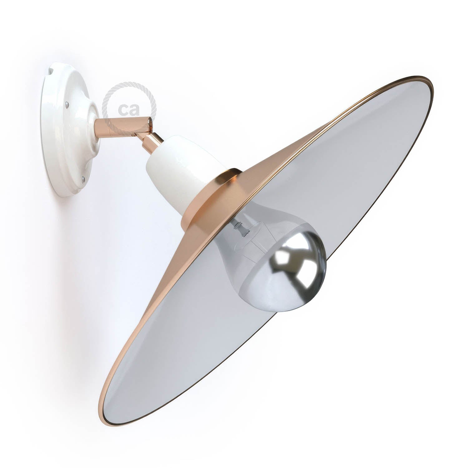 Fermaluce 90° con paralume Swing, lampada orientabile da parete o soffitto in porcellana - Rame