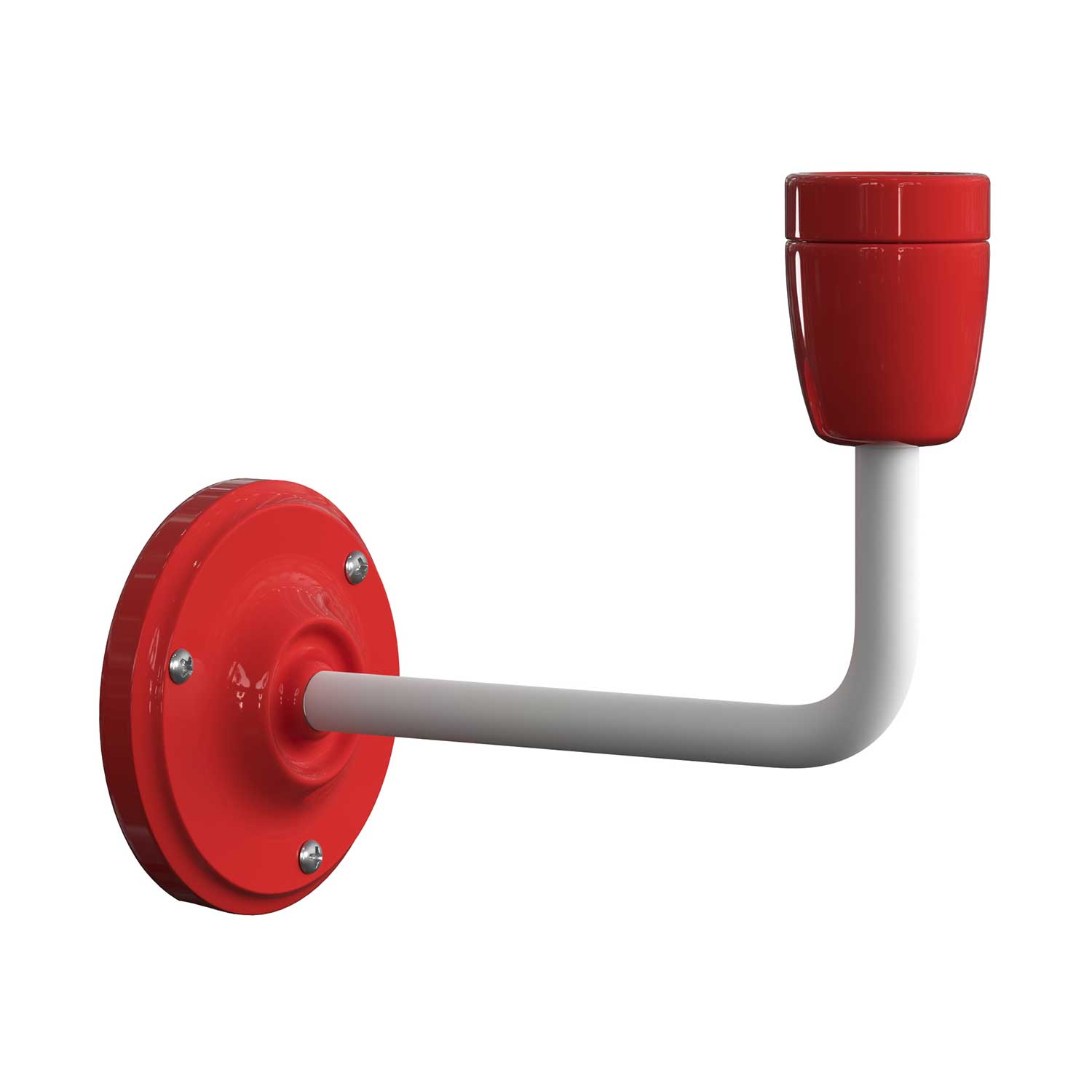 Fermaluce Color, lampada a muro in metallo e porcellana con estensione curva - Rosso