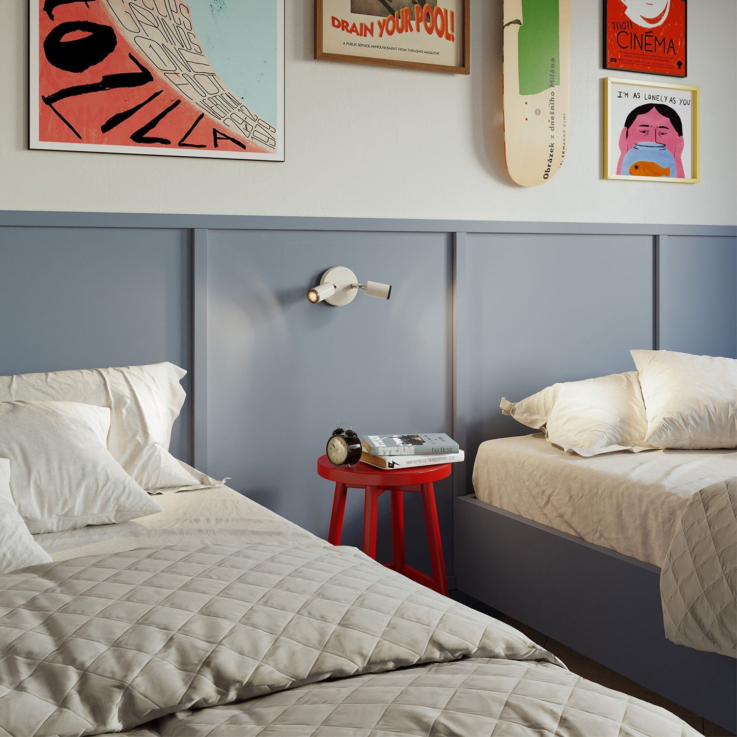 Fermaluce con 2 faretti orientabili Mini Spotlight GU1d0 - Bianco opaco