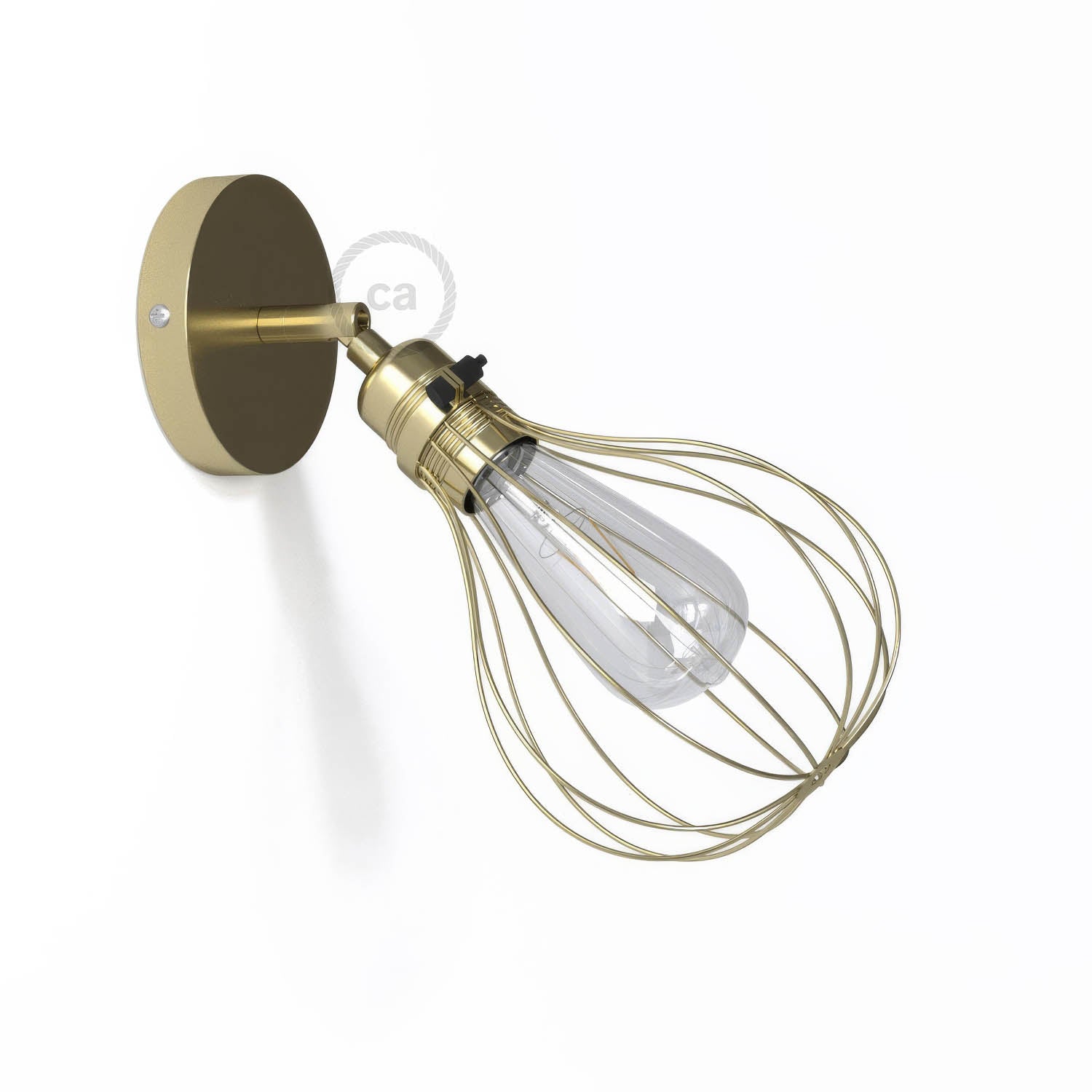 Fermaluce Metallo 90° con paralume Drop, lampada filomuro orientabile in metallo - Ottone