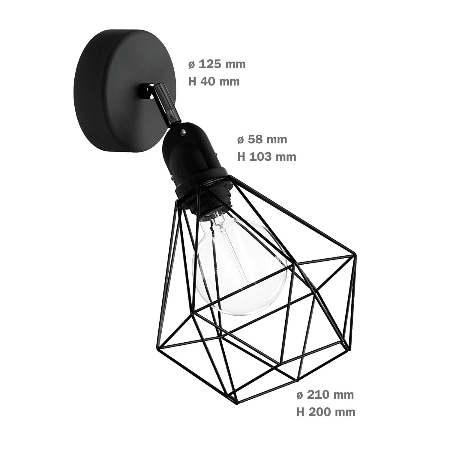 Fermaluce Modulair con snodo orientabile, paralume Diamond e portalampada IP65 waterproof - Rame