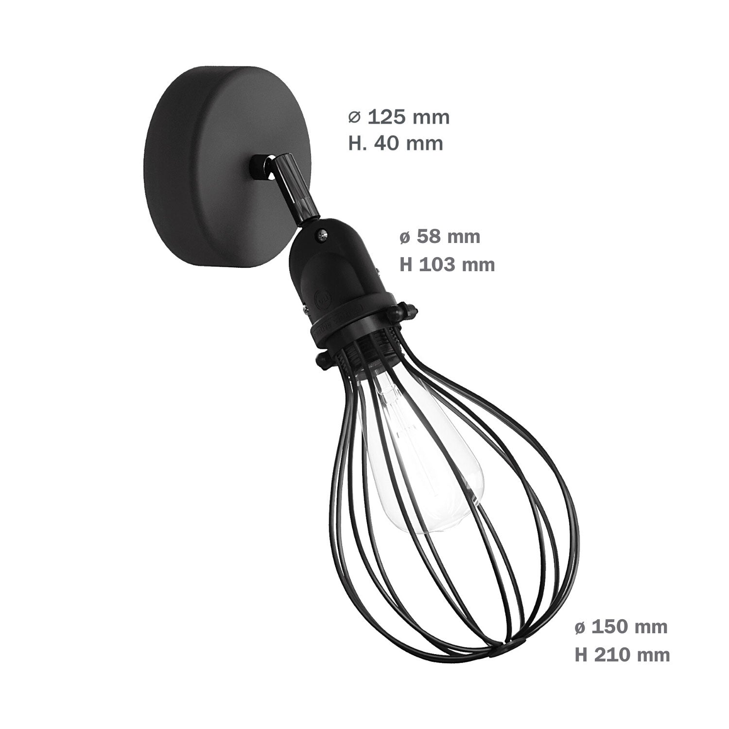 Fermaluce Modulair con snodo orientabile, paralume Drop e portalampada IP65 waterproof - Rame